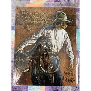 Cowboy By Choice Branded For Life Metal 12.5x16 Man Cave Bar Garage Decor